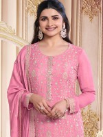 Hot Pink Faux Georgette Designer Salwar Kameez